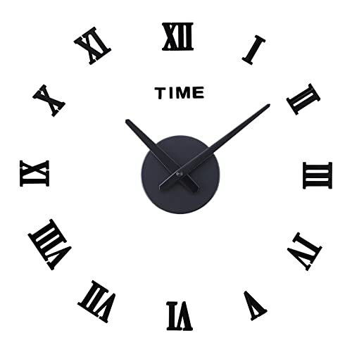 Uposao Moderne DIY Grand Pendule Murale 3D Mirror Stickers Horloge Montre Murale Horloge Moderne sans Cadre Chiffres Romains Montre Murale Home Office...