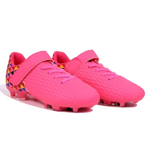 Joybut Soccer Cleats for Kids & Youth | Lightweight Football Shoes for Firm Ground | Durable Girls & Boys Soccer Cleats with Non-Slip Sole | Comfortable Soccer Boots | Unisex Size 11-6 Hot Pink by Generic - Used condition - US$11.90