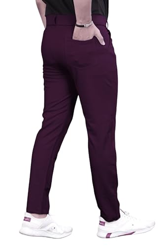 Image of Men's Formal Slim Fit Trousers | Mid-Rise Solid Pants with Button Closure | Perfect for Office Pack of 1)