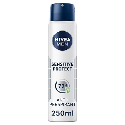 NIVEA Men Sensitive Protect Spray (250ml) Long-Lasting Deodorant Spray for 72H Protection Gentle Anti-Perspirant for Sensitive Skin -Pack of 6