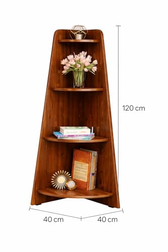Image of Wudniture Solid Sheesham Wood Corner Shelf for Living Room | Wood Wall Shelves (Walnut)