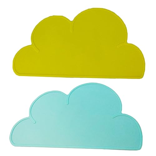 NAMOARLY 2 Pcs Cloud Shape Silicone Boys and Girls Placemats Wipeable Coloring Mats for Boys and Girls Heat Insulation Pet Dish Mat