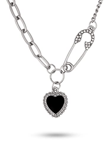 Sacina Gothic Y2K Grunge Heart Necklace, Black Heart Pendant, Safety Pin Necklace, Gothic Necklace, Y2K Necklace, Christmas New Year Jewelry Gift For Women #TOP29