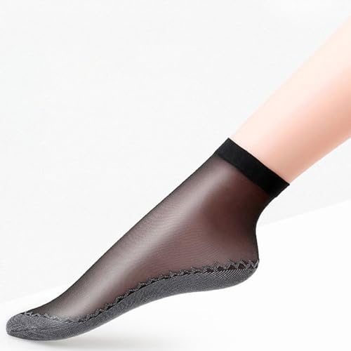 Socks,Silky Sheer Ankle High Socks Anti-Slip Cotton Bottom Reinforced Toe Summer Ultrathin Medium Tube Anklet Socks3