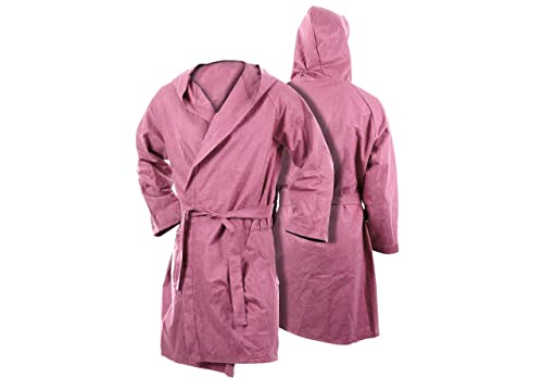 SOFFICIOSO Accappatoio Adulto Unisex in Microfibra con Cappuccio e Cintura in Tinta Unita XL Rosa