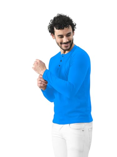 Image of Men's Long Sleeve Henley T-Shirt with Button Placket | Soft & Comfortable Casual Wear