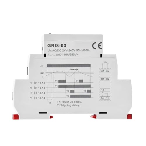 Relé de monitoreo de corriente GRI8-03 para control de bajo voltaje en cuadros eléctricos 2A 4
