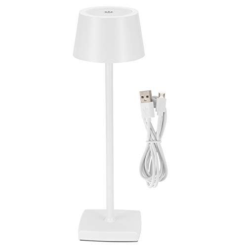QWUUYEC Lámpara Escritorio LED USB Carga, Flexo Negro 35cm, Luz Cálida Regulable - Sensor Táctil, Diseño Moderno, Ideal para Lectura y Trabajo en Mesa (Blanco)