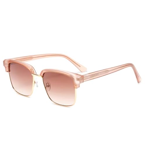 Lunettes de soleil carrées rétro femme protection UV400 monture semi-métallique tendance