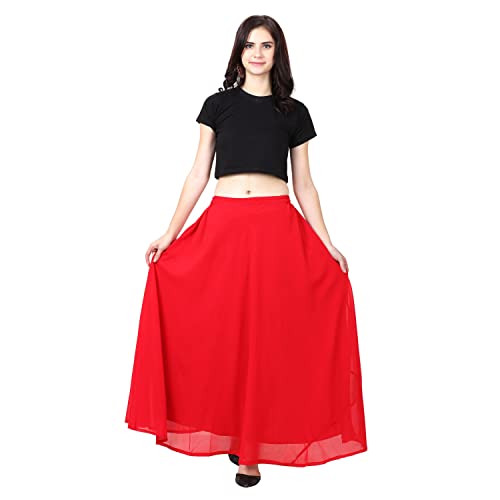 Image of Skirt for Women Designer and Full Flared Georgette Plain