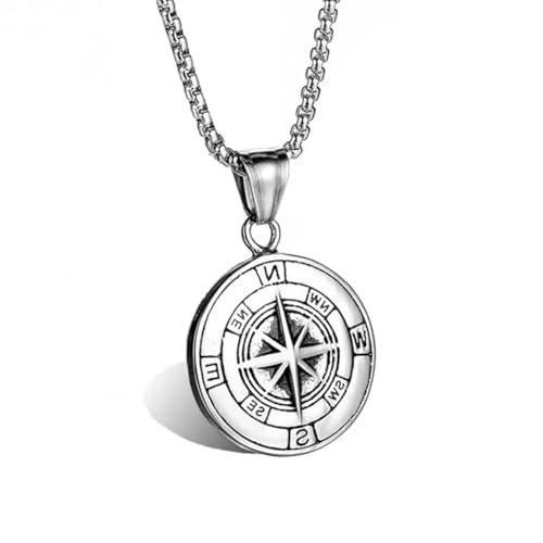 Collier Boussole Viking pour Style Hip Hop au Quotidien en Acier