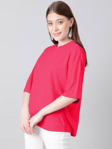 Image of KOTTY Women's Cotton Blend Solid Oversized T-Shirts
