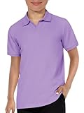 Haloumoning Boys Short Sleeve Polo Shirts Kids Casual V-Neck Uniform School Golf Pique Polo Shirt 5-14 Years Purple