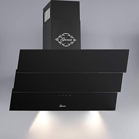 Gurari Prime Dunstabzugshaube 60 cm kopffrei,Schwarz Glas,1000m³/h,Fernbedienung,Wandhaube,Dunstabzug,TouchControl Cover