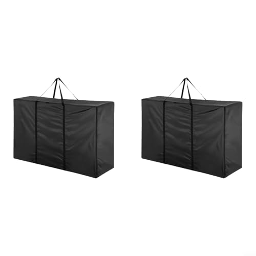 Lot de 2 sacs de rangement de jardin imperméables Oxford 420D, extra long, pour coussins de terrasse, grande housse de meubles d'extérieur, housse de chaise longue résistante aux intempéries