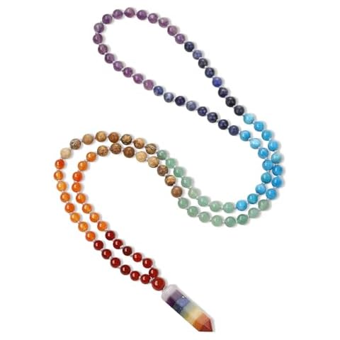 COAI Handmade 108 Mala Stone Beaded Necklace, 7 Chakra Necklace Prayer Necklace Cover