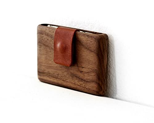 IPPINKA Minimalist Wallet for Men or Women - Wood Wallet - Walnut Wood with Leather Pull-Out Strap - Slim Card and Money Bill Holder4