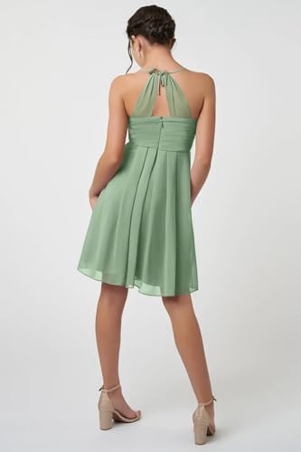 Halter Neck Short Junior Bridesmaid Dresses for Wedding Pleated Chiffon Flower Girl Dress Knee Length Formal Dress3