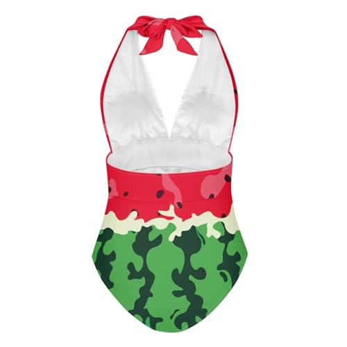 Women's One Piece Swimsuit Tummy Control V Neck Backless Bathing Suit Casual Slimming Swimwear2