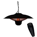 Ener-G+ Indoor/Outdoor Ceiling Electric Patio Heater with LED Light and Remote Control, Black