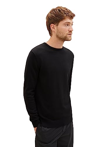 TOM TAILOR Herren 1012819 Basic Strickpullover Mit Crewneck, 29999 - Black, S EU – Ansicht 5