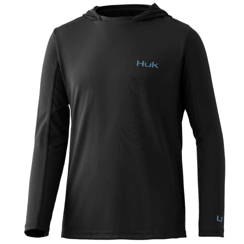 HUK Kids shirt hoodie long-sleeve noir idéal pour la pêche et le nautisme