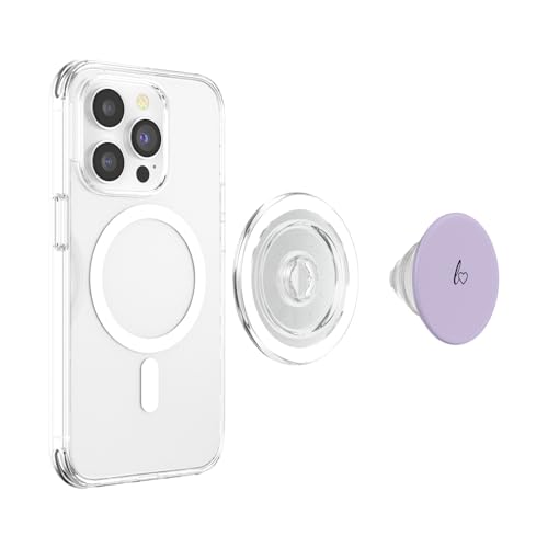 Black Initial Letter L Heart Minimalist Light Pastel Purple PopSockets PopGrip for MagSafe by Initial Letter Gifts & Designs for Girls - Image 3