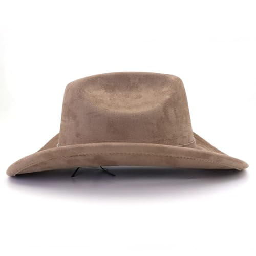 Image of Cowboy Hat Cowgirl Hat Men's & Women's Wide Brim Felt Fedora Hat with Buckle Belt Western Cowboy Hat for Women