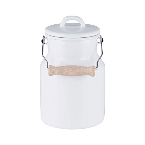 Riess, 0457-033 Oma's - Jarra para leche (1,5 L, con tapa esmaltada y mango de madera, altura 19,2 cm), color blanco Cover