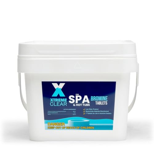 Xtremeclear 5 lbs Bromine Tablets for Spa & Hot Tub 1-Inch Tablets Restores Water Clarity Low-Odor Sanitization Slow-Dissolving Long-Lasting for Clean Water 5-Pounds Bucket