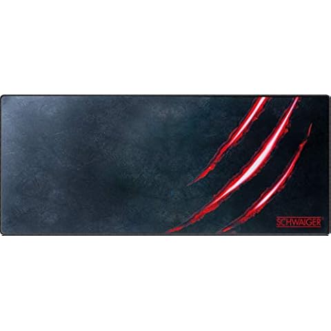 SCHWAIGER -GM700- Gaming Mouse Mat XXL 750 x 300 mm Non-Slip Stitched Edges Table Mat Black Red Cover