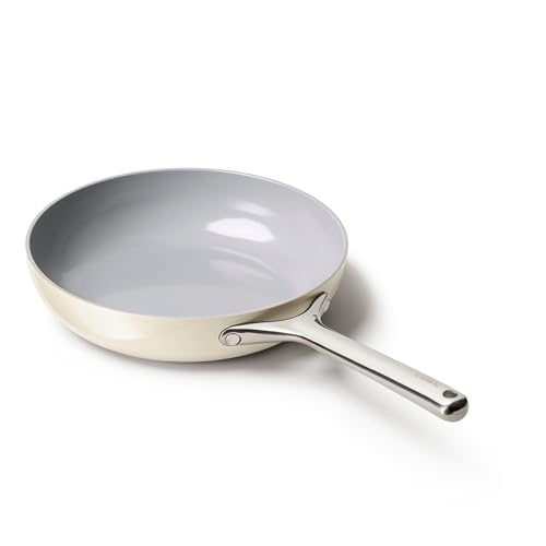 Caraway Nonstick Ceramic Frying Pan (2.7 qt, 10.5') - Non Toxic, PTFE & PFOA Free - Oven Safe & Compatible with All Stovetops (Gas, Electric & Induction) - Cream