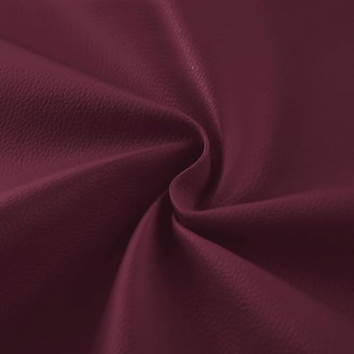 柔らかい人工合成皮革生地、300 x 137 cm人工皮革片、0.68 mm厚さのロール、エチレン軟包皮革材料、工芸品、リボン、DIY裁縫 に適している （ワインレッド）