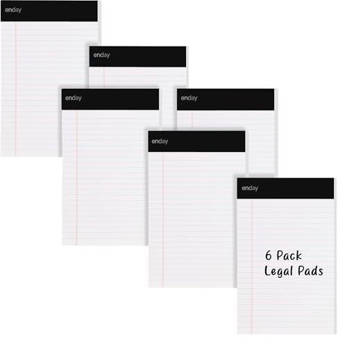 Bloc-notes juridiques à pages perforées détachables nettes papier blanc Enday lot de 6