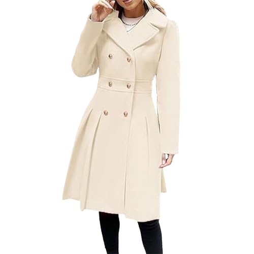 Long Trench Coat for Women Double Breasted Trench Coat Women Women's Fashion Notch Lapel Thick A Line Pea Coats Jacket3