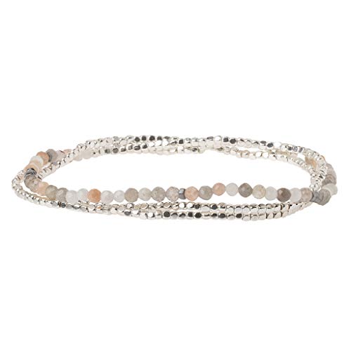 Scout Curated Wears - Women's Delicate Stone Wrap Bracelet & Necklace - Moonstone/Silver - Stone of Balance