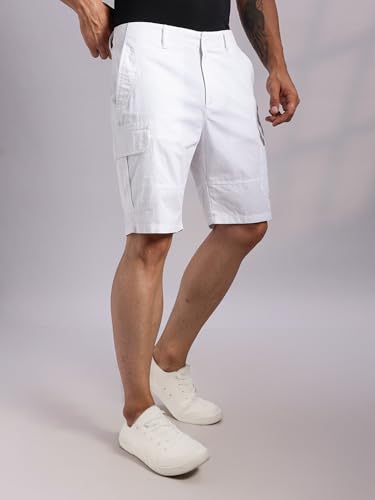 Image of Thomas Scott Men's | Regular Fit | 100% Cotton | Solid | Breathable Lightweight | 6-Pocket Cargo Shorts | Cricket Club Collection