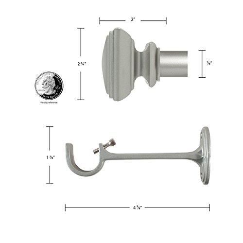 Decopolitan 680656135730 7/8-Inch Square Curtain Rod Set, 18 To 36-Inch, Nickel thumb #4