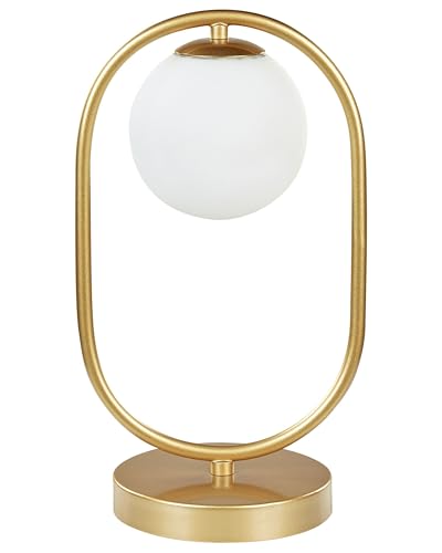 Beliani Tischlampe Metall/Glas gold weiß rund Glaskugel Nachttischlampe elegant Yankee