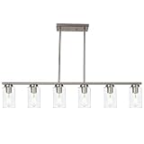 TODOLUZ 6-Light Kitchen Island Lighting with Clear Glass Shades, Modern Linear Pendant Light Fixture
