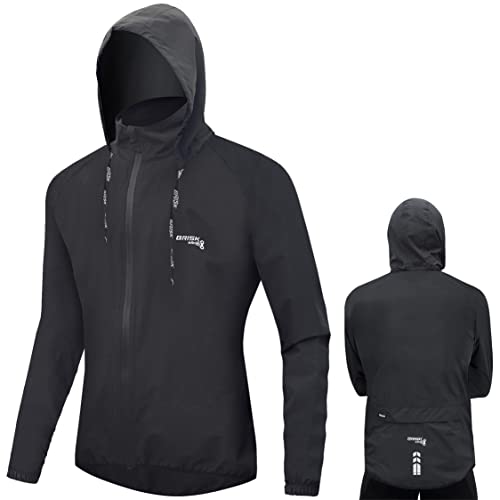 Brisk Bike veste pluie coupe vent homme et Femmes veste imperméable Veste respirante & ultra légère (Black, L)