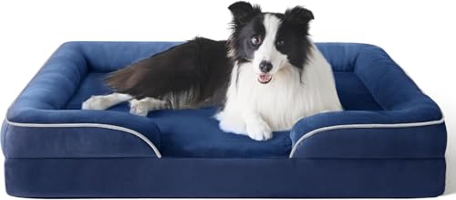 Image of Cutepups Orthopedic Dog Bed Comfortable Dog Mattress for Sleeping, Washable pet Bed for Dogs (Navy Blue, L)