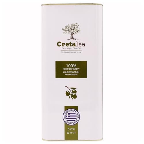 Cretaléa - Aceite de oliva extra nativo, de creta y Grecia – Bidón de 5 litros – Prensado en frío de olivas de Coroneiki – Nueva cosecha – Contenido de ácido ~ 0,4 %