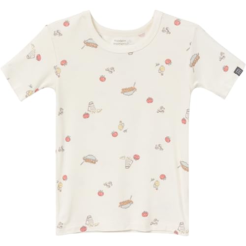 Modern Moments by Gerber Baby Neutral Viscose Tight Fitting Pajamas Set, Ivory Pasta Dinner, 18 Months
