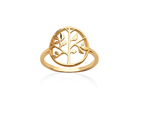 Bague anneau plaqué or arbre de vie cabochon ajouré bijou femme marque francaise