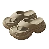 Avilego (アビレゴ) 快適 ビーチサンダル レディース 軽量 厚手 ソール スリッパ 滑り止め シャワー バスルーム ビーチ スライドサンダル 2025、ブラウン、5.5~6.5 レディース/4.5~5 メンズ, ブラウン, 36/37.5 EU