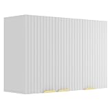 ChooChoo 3-Door Bathroom Wall Cabinet, Fluted Kitchen Wall Cabinet with Adjustable Shelf, Wall Mounted Storage Cupboard for Bathroom, Laundry Room, Entryway, Garage, White
