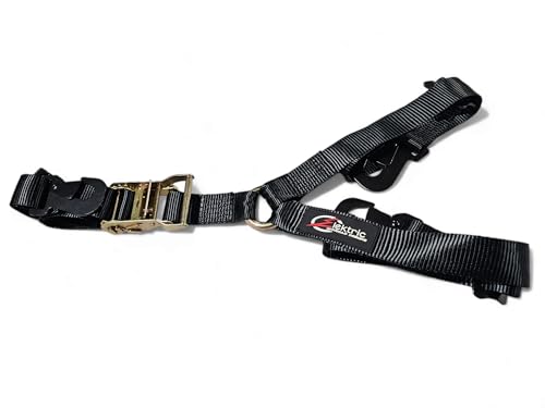 Y Spare Tire Strap – Heavy Duty 2” Wide Strap, XL Ratchet Tie Down with Industrial Flat Hook & Delta Ring – Fits Spare Tires Up to 40” – Black