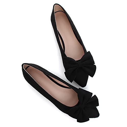 ChaiRong Zhou Ballet Flats for Women Cute Bowtie Pointy Toe Elegant Wedding Dress Flat Shoes2