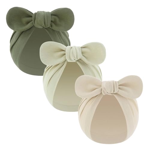 Image of JOTDEW 3 Pack Newborn Hats Set Baby Girl Hat Infant Toddler Hospital Hat Preemie Baby Boy Hats